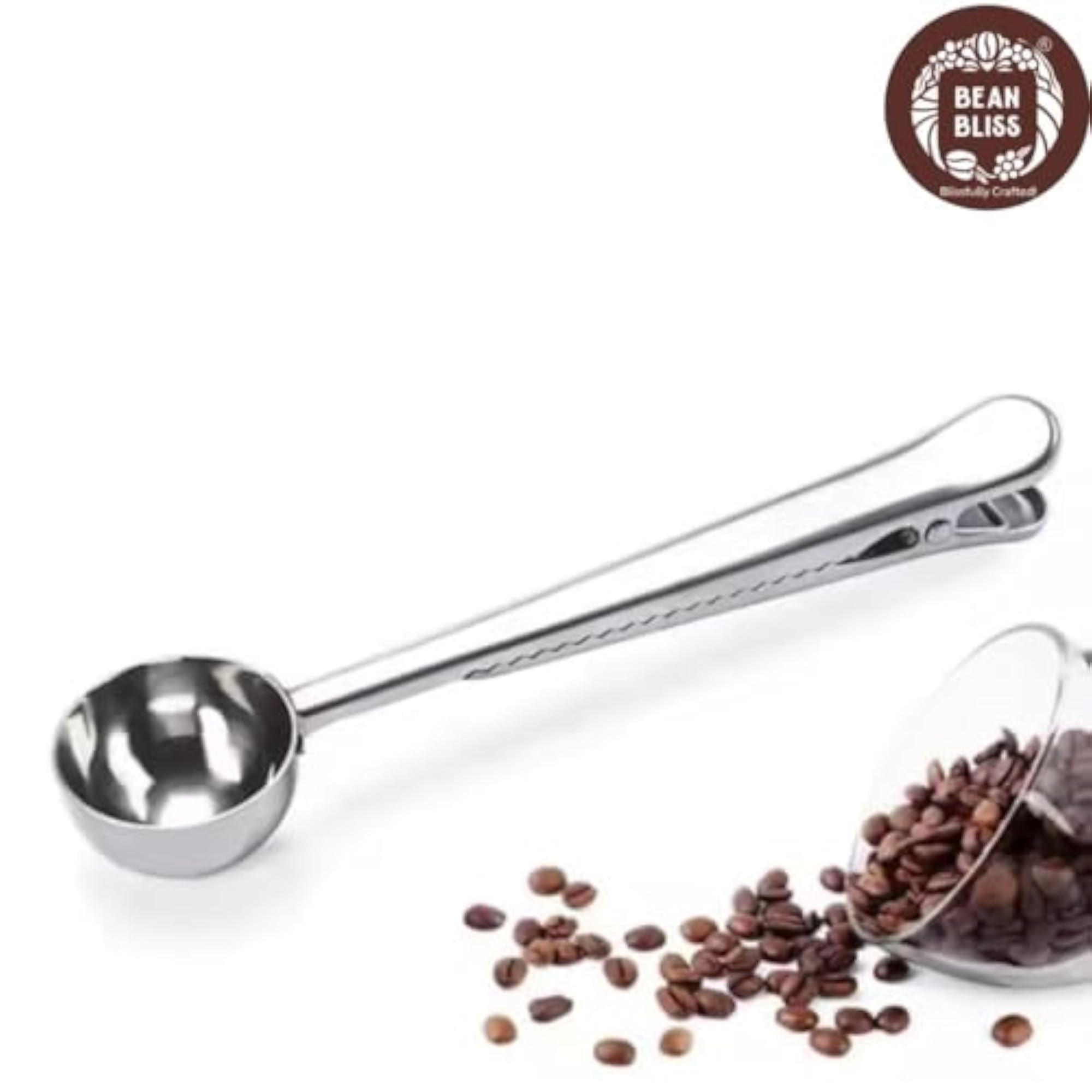Stainless Steel Coffee Scoop with Built-in Bag Clip